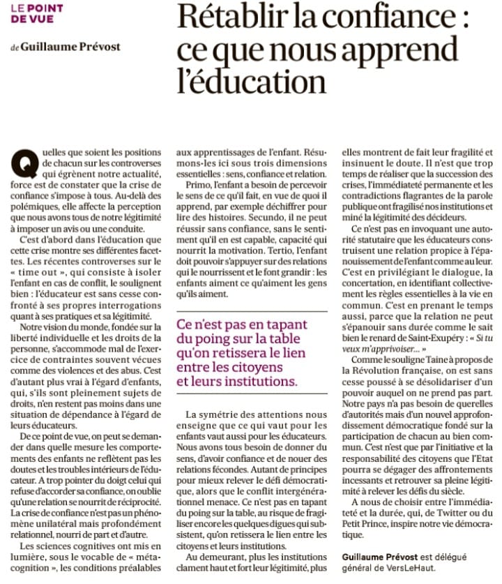 Tribune – Rétablir la confiance : ce que nous apprend l’éducation 1 530e55b2 9914 45ac 8a9e d587b4e123fc
