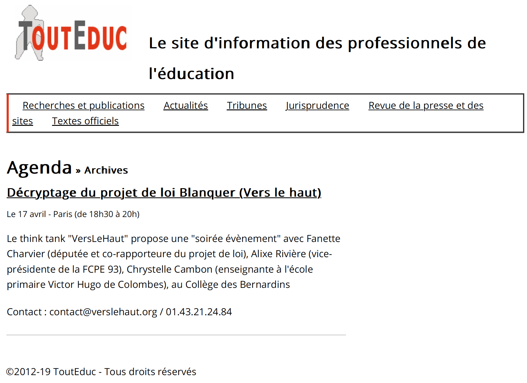 ToutEduc – Décryptage du projet de loi Blanquer (VersLeHaut) 1 Capture dE28099C3A9cran 2019 04 18 C3A0 16.08.08 1