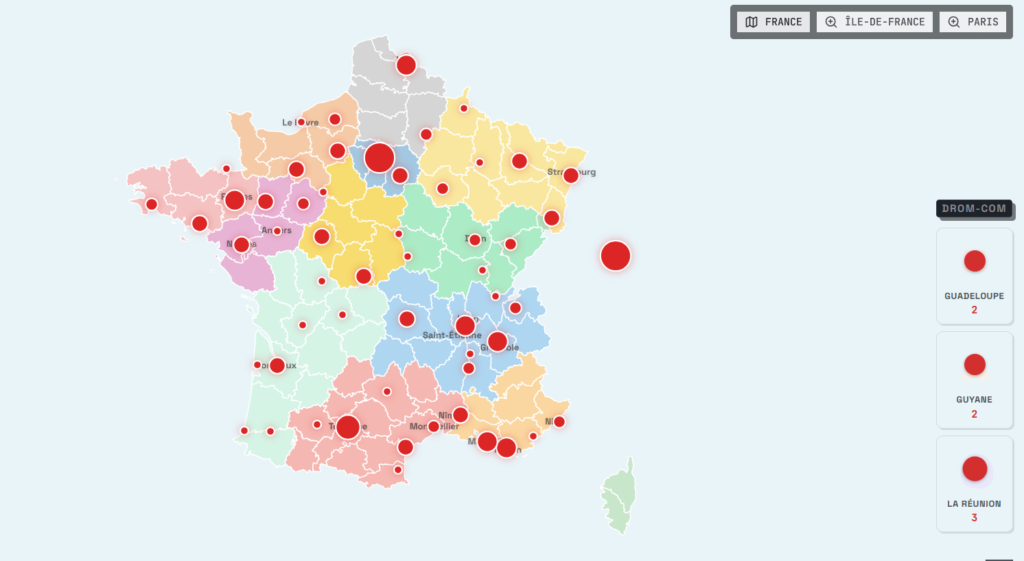 SOS périscolaire, un collectif pour un meilleur accompagnement des familles 1 Carte des violences dans le périscolaire en France.